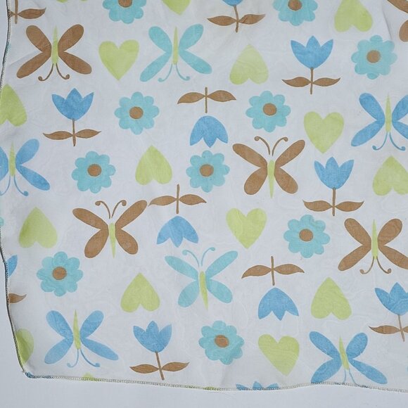 Butterfly Scarf Sheer Blue Tulips Flowers Hearts Pastel Colors VTG 23" x 22" - Picture 4 of 7
